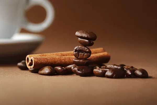 Chicchi di caffè e cannella — Foto Stock