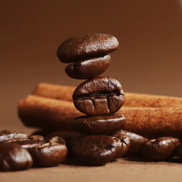 Kaffebönor och kanel — Stockfoto