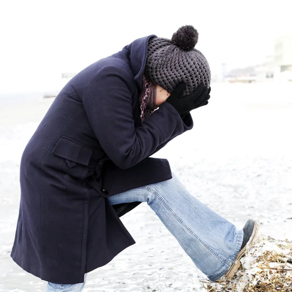 Einsame Person am Strand — Stockfoto