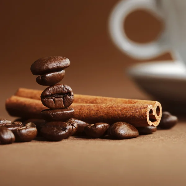 Ziarna kawy i cynamonu Zdjęcie Stockowe