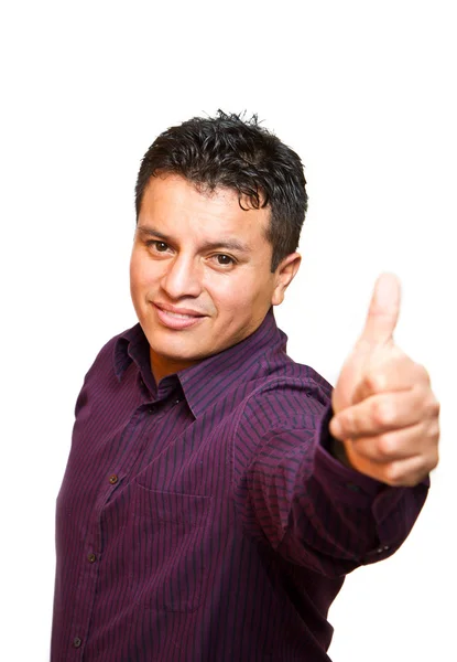 Usmívající se mladý muž s palec nahoru — Stock fotografie