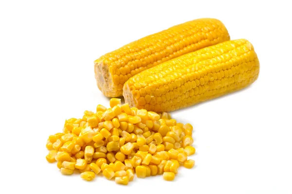Kukorica bolyhos, fehér háttér . — Stock Fotó