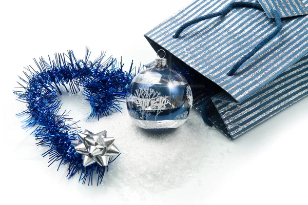 Blue and silver christmas decorations — Stock Photo, Image