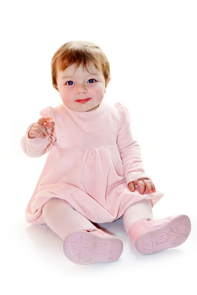 Portrait of bautiful baby in pink — Stock Photo, Image