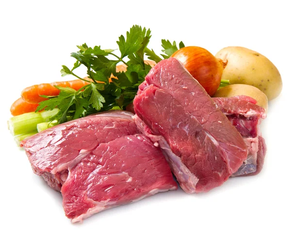 Meat for boiled with fresh vegetables — Stock Photo, Image