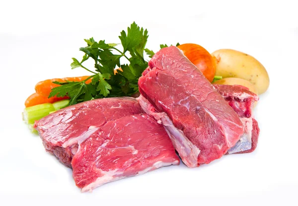 Meat for boiled with fresh vegetables — Stock Photo, Image