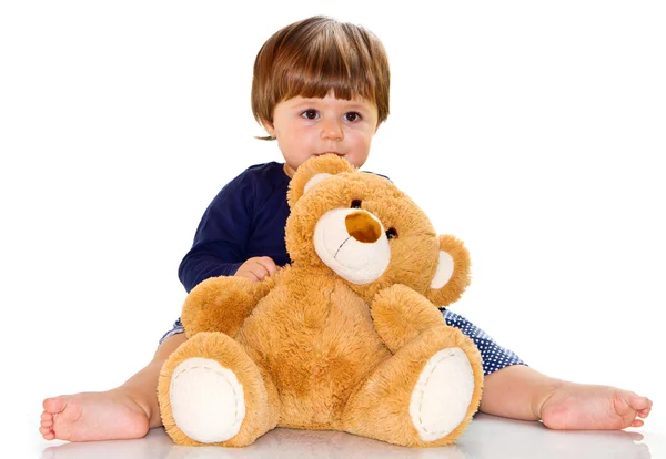곰 곰을 데리고 있는 아기 — 스톡 사진