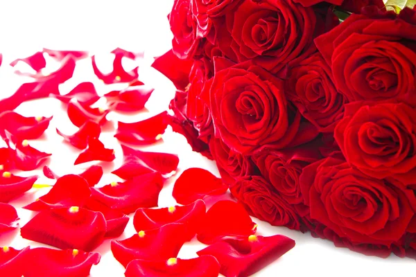 Tło płatków róż czerwonych — Zdjęcie stockowe