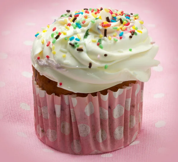 Frisch gebackene Vanille Cupcakes — Stockfoto