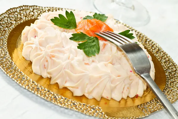 Creamy salmon mousse pie — Stock Photo, Image