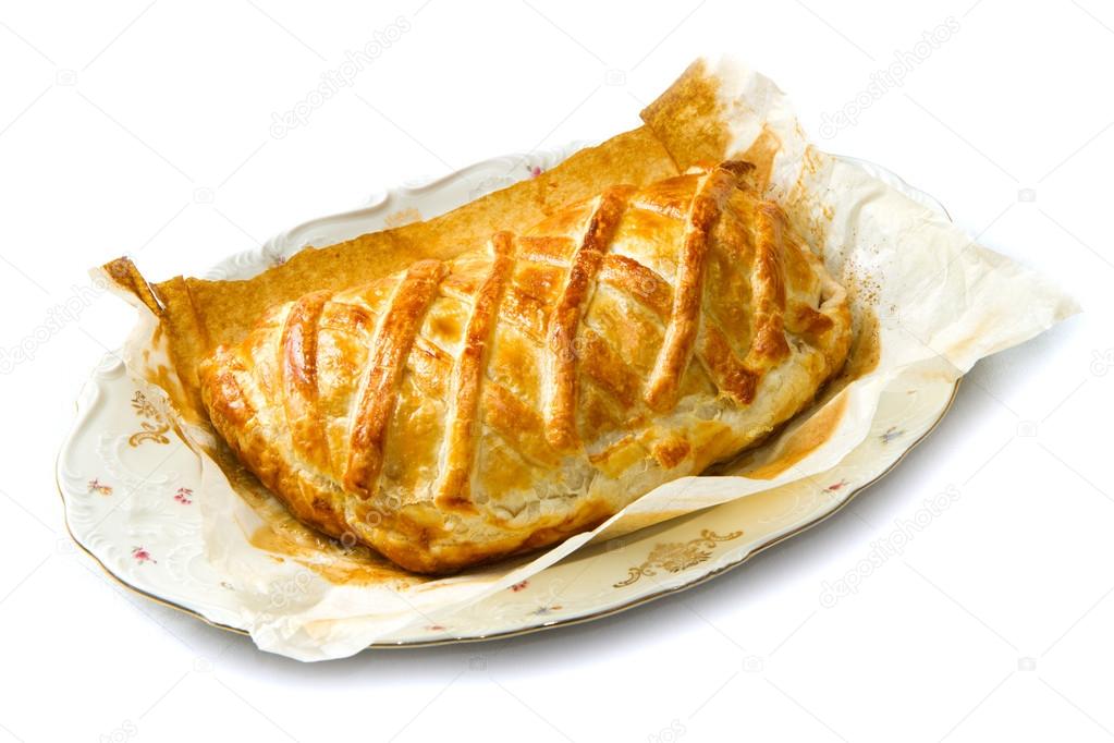 Cheese pie baked with puff pastry