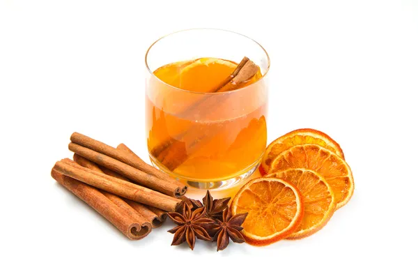 Tea with oranges and cinnamon — Stock Photo, Image