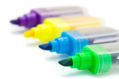izole set renkli Fosforlu Kalemler