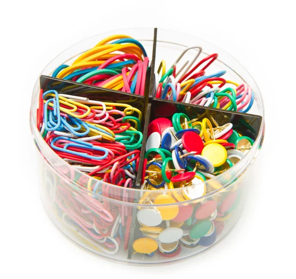 Seleção de ferramentas de escritório coloridas — Fotografia de Stock