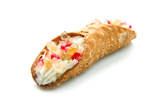 Sicilian cannoli with candied fruit — Stock Photo, Image