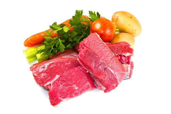 A hús főtt, friss zöldségekkel — Stock Fotó