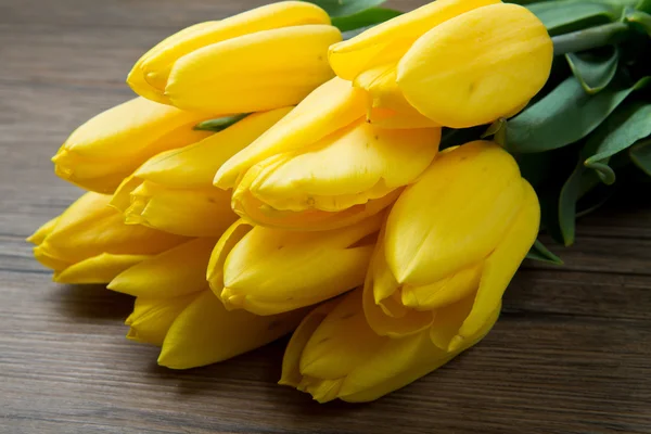 Beautiful bouquet of yellow tulips — Stock Photo, Image