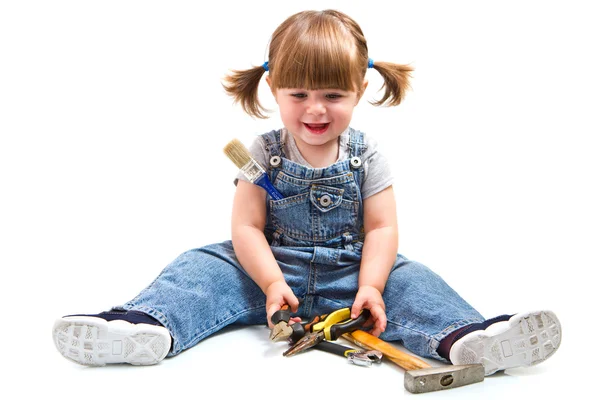 Κοριτσάκι με το εργαλείο εργασίας — Φωτογραφία Αρχείου