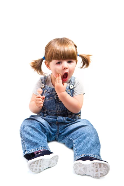 Menina com uma dor de dente — Fotografia de Stock