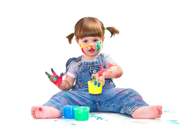 Baby girl artist — Stock Photo, Image