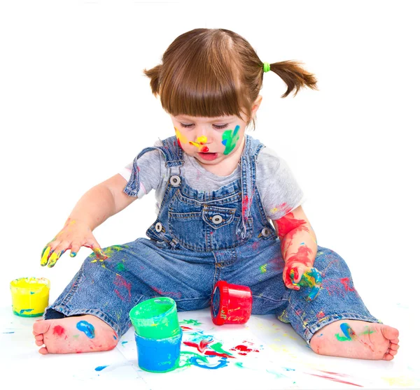 Baby meisje kunstenaar — Stockfoto