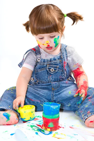 Baby girl artist — Stock Photo, Image