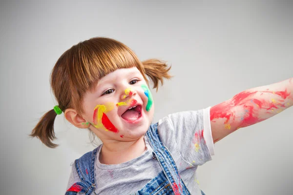 Baby girl artist — Stock Photo, Image