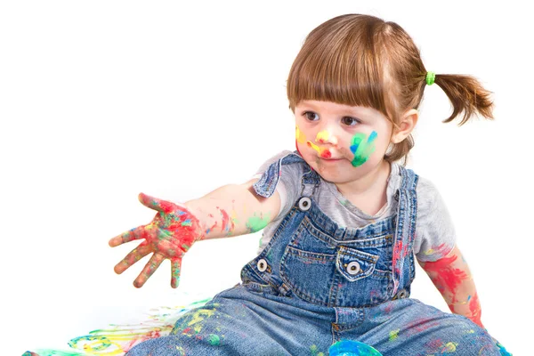 Baby girl artist — Stock Photo, Image