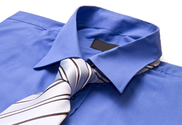 New blue man's shirt and tie