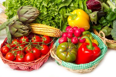 Organik gıda arka plan sebze sepeti