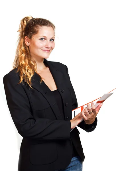 Find Similar Images Young blond woman in business wear — Stock Photo, Image