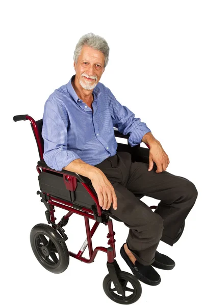 Smiling aged man patient in a wheelchair — Stock Photo, Image