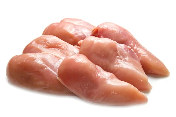 Raw chicken fillets close up on white — Stock Photo, Image