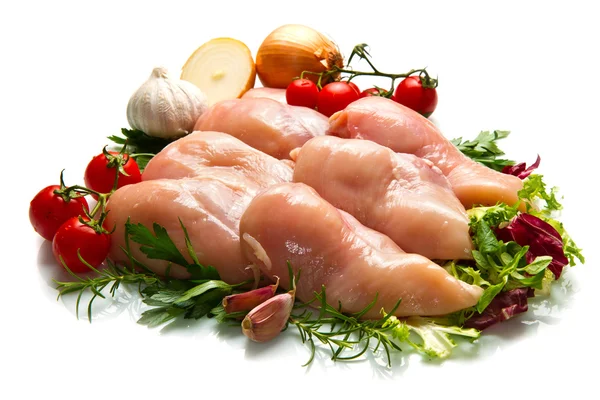 Raw chicken fillets close up on white — Stock Photo, Image