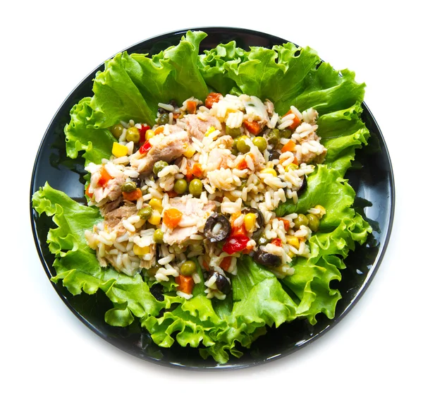 金枪鱼沙拉配米饭和蔬菜 — 图库照片
