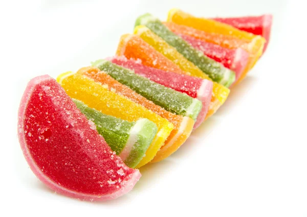 Cor doces de geléia de frutas isoladas no fundo branco — Fotografia de Stock