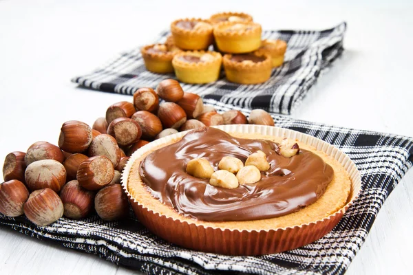Tartlette com chocolate e creme de avelã — Fotografia de Stock