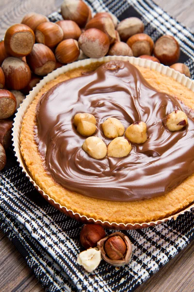 Tartlette al cioccolato e crema di nocciole — Foto Stock