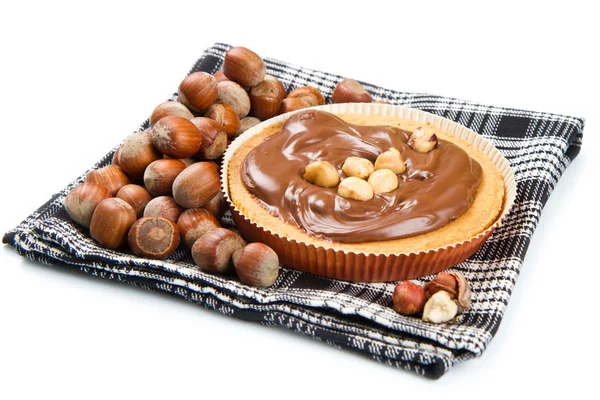 Tartlette kremem czekolady i orzechów laskowych — Zdjęcie stockowe