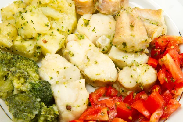 Tasty healthy monkfish with vegetables — Stock Photo, Image