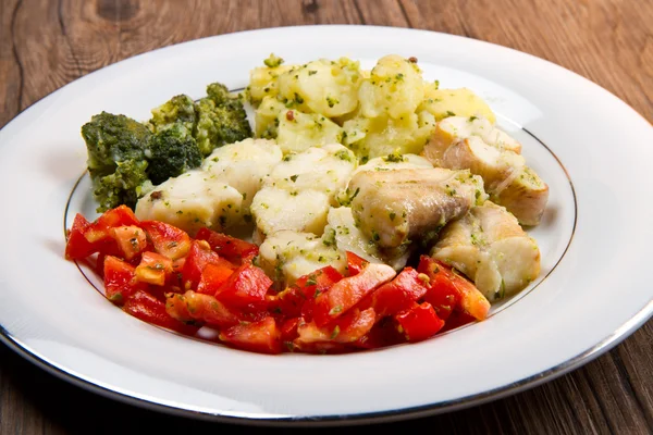 Tasty healthy monkfish with vegetables — Stock Photo, Image