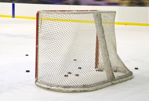 Rete da hockey su ghiaccio Foto Stock