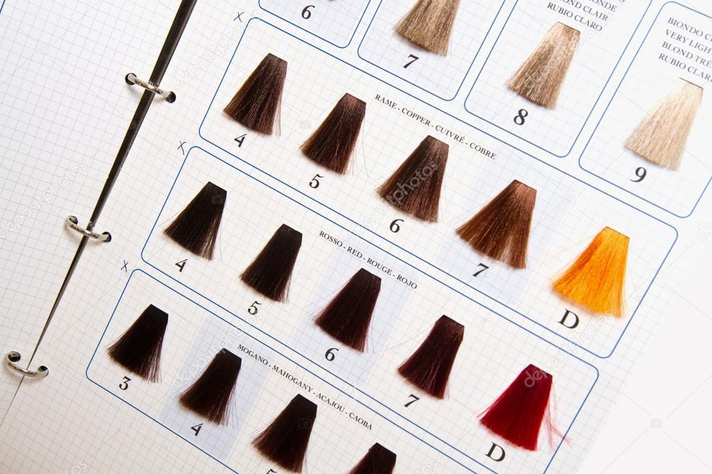 Locks of hair dyed in various shade