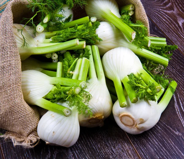 Fresh fennel on wooden background — Stock Photo, Image