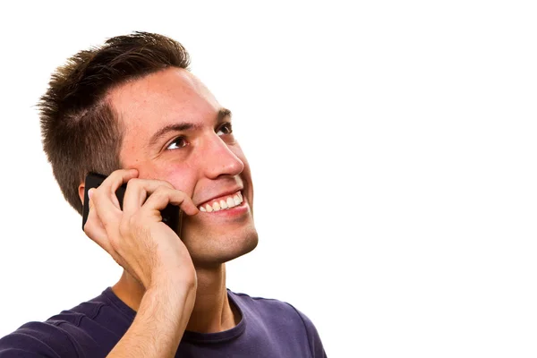 Young handsome man at the phone — Stock Photo, Image