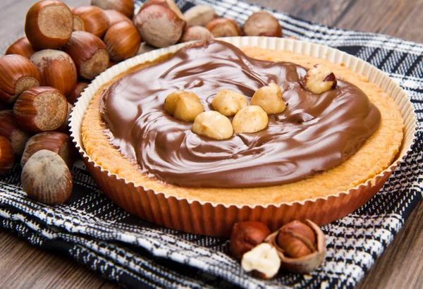 Tartlette com chocolate e creme de avelã — Fotografia de Stock