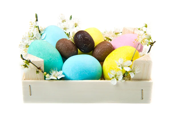 Colorful Easter eggs over white — Stock Photo, Image