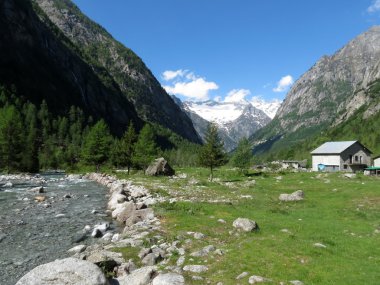 bir nehir dağ kenarında güzel bir görünümü
