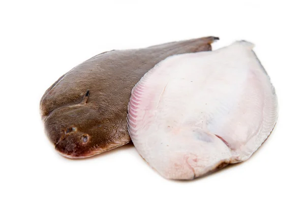 Ціла пара свіжих єдиних риб на білому тлі — стокове фото