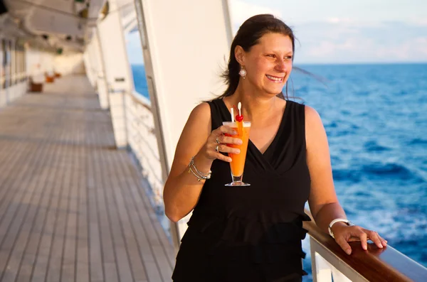 Happy woman on cruise ship — Stock Photo, Image